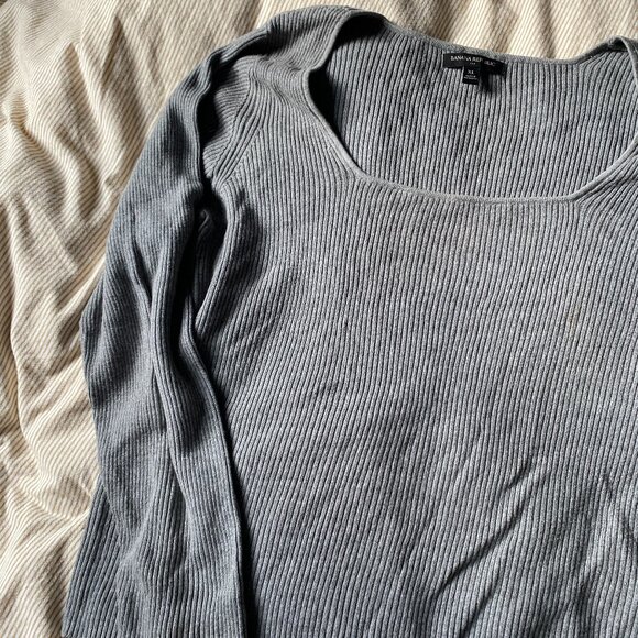 Grey Ribbed Square Neck Banana Republic Sweater - Picture 3 of 5